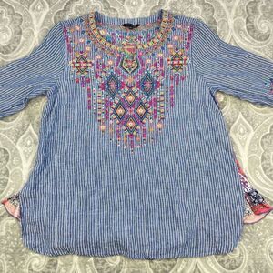 John Mark Blue and Pink Embroidered Dirndl